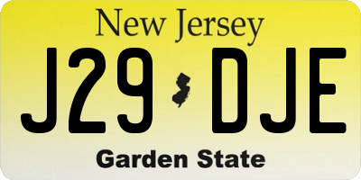 NJ license plate J29DJE