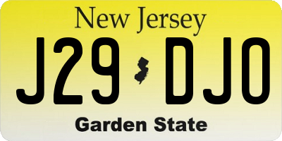 NJ license plate J29DJO