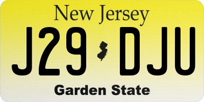 NJ license plate J29DJU
