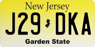 NJ license plate J29DKA