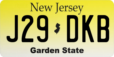 NJ license plate J29DKB