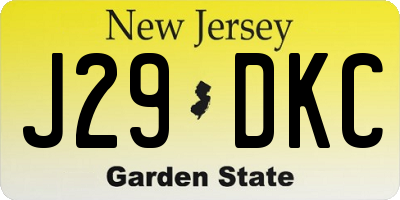 NJ license plate J29DKC