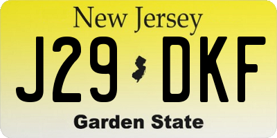 NJ license plate J29DKF