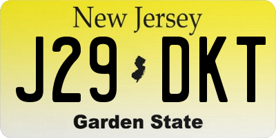 NJ license plate J29DKT