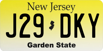 NJ license plate J29DKY