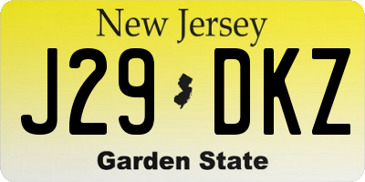 NJ license plate J29DKZ