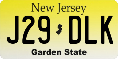 NJ license plate J29DLK