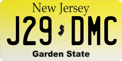NJ license plate J29DMC