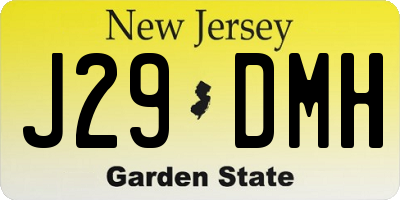 NJ license plate J29DMH