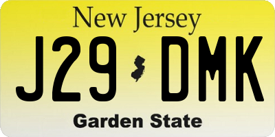 NJ license plate J29DMK