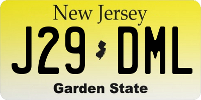 NJ license plate J29DML