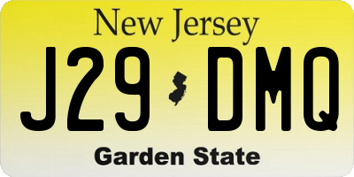 NJ license plate J29DMQ