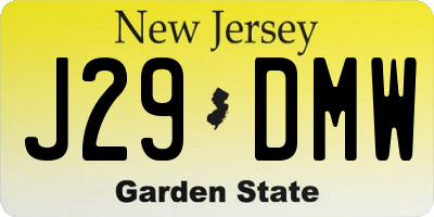 NJ license plate J29DMW