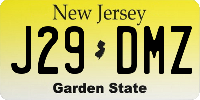 NJ license plate J29DMZ