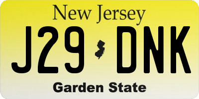 NJ license plate J29DNK