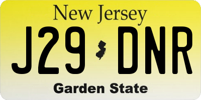 NJ license plate J29DNR