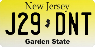 NJ license plate J29DNT