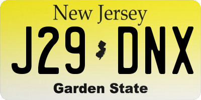 NJ license plate J29DNX