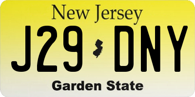 NJ license plate J29DNY