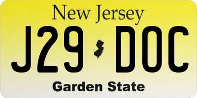 NJ license plate J29DOC