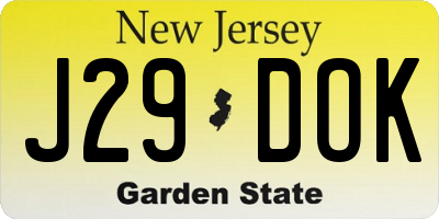 NJ license plate J29DOK