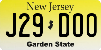 NJ license plate J29DOO