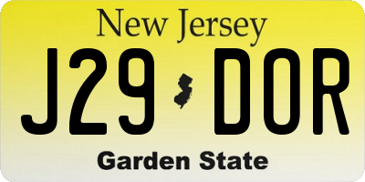 NJ license plate J29DOR