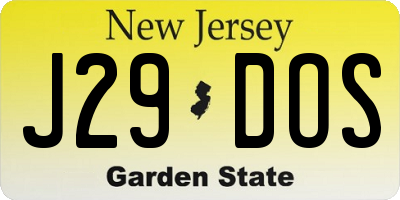 NJ license plate J29DOS