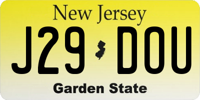 NJ license plate J29DOU
