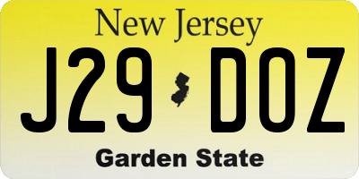 NJ license plate J29DOZ