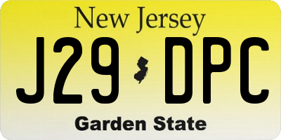 NJ license plate J29DPC