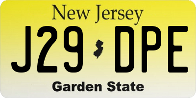 NJ license plate J29DPE