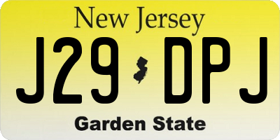 NJ license plate J29DPJ