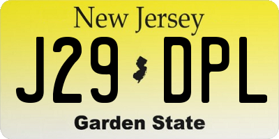 NJ license plate J29DPL