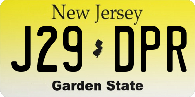 NJ license plate J29DPR