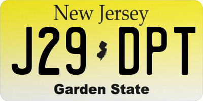 NJ license plate J29DPT