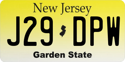 NJ license plate J29DPW