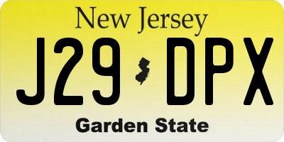 NJ license plate J29DPX