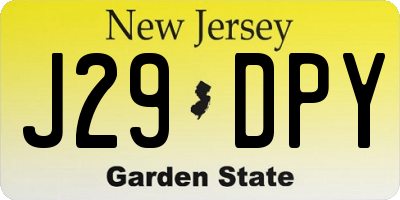 NJ license plate J29DPY