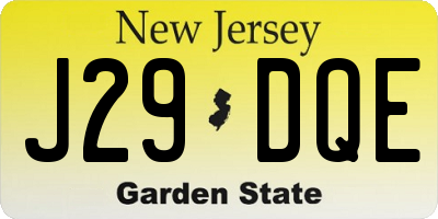 NJ license plate J29DQE