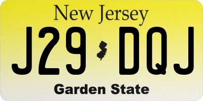 NJ license plate J29DQJ