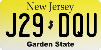 NJ license plate J29DQU
