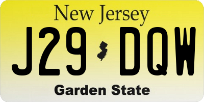 NJ license plate J29DQW