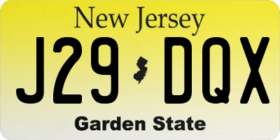 NJ license plate J29DQX