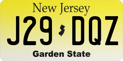NJ license plate J29DQZ