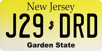 NJ license plate J29DRD
