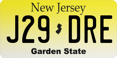 NJ license plate J29DRE