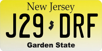 NJ license plate J29DRF
