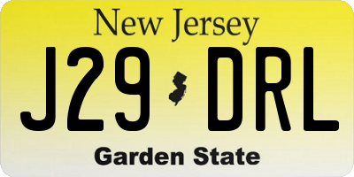 NJ license plate J29DRL