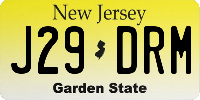 NJ license plate J29DRM